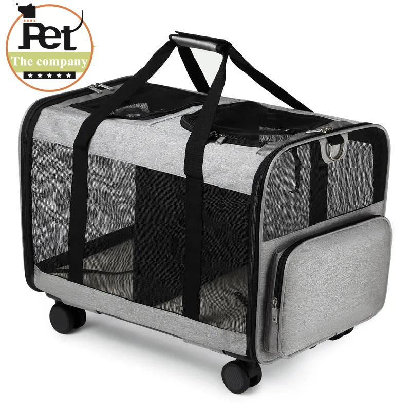 BH1010 Airline Approved Grey style pet carrier with wheels cat dog travel bag